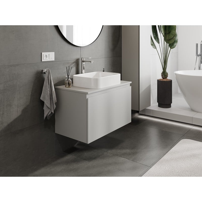 Mexen Orio armoire de salle de bain 80 cm avec plateau, 1 tiroir, gris mat - 91A10-08047-1-BFC62