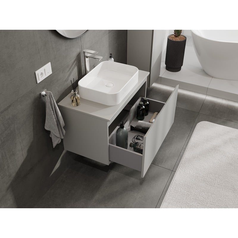 Mexen Orio armoire de salle de bain 80 cm avec plateau, 1 tiroir, gris mat - 91A10-08047-1-BFC62