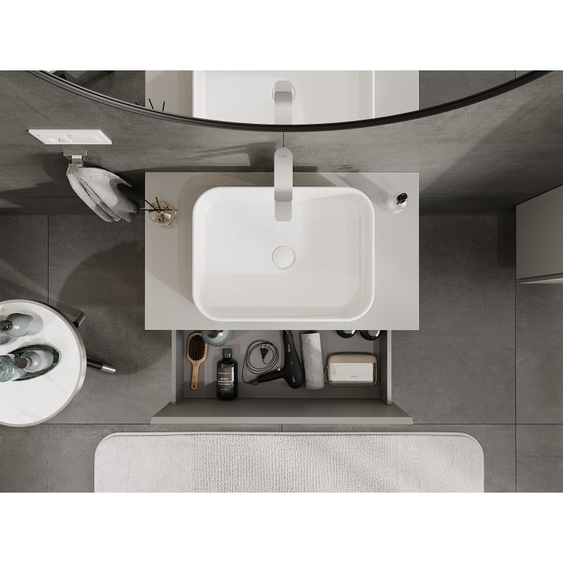 Mexen Orio armoire de salle de bain 80 cm avec plateau, 1 tiroir, gris mat - 91A10-08047-1-BFC62