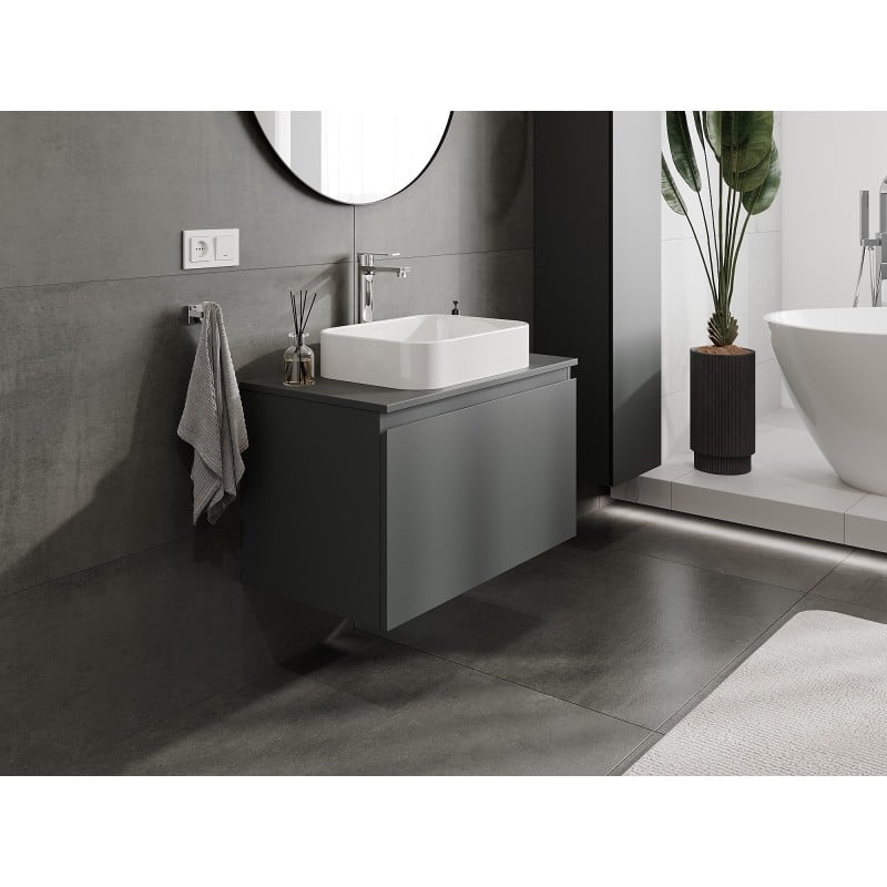 Mexen Orio meuble sous-vasque 80 cm avec plateau, 1 tiroir, graphite mat - 91A10-08047-1-BFC66
