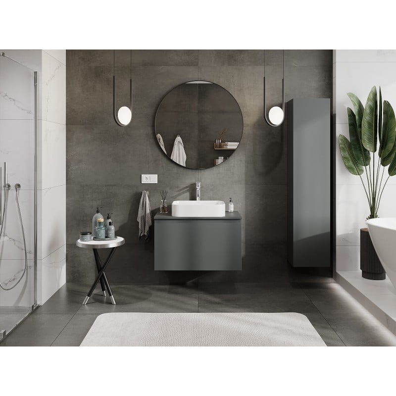 Mexen Orio meuble sous-vasque 80 cm avec plateau, 1 tiroir, graphite mat - 91A10-08047-1-BFC66