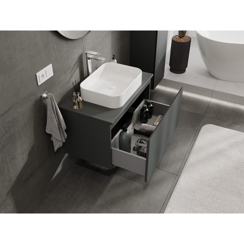 Mexen Orio meuble sous-vasque 80 cm avec plateau, 1 tiroir, graphite mat - 91A10-08047-1-BFC66