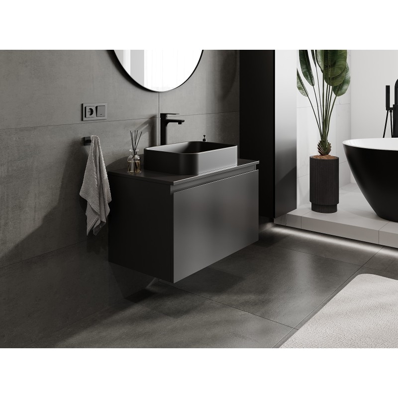 Mexen Orio meuble de salle de bain sous-lavabo 80 cm avec plateau, 1 tiroir, noir mat - 91A10-08047-1-BFC71