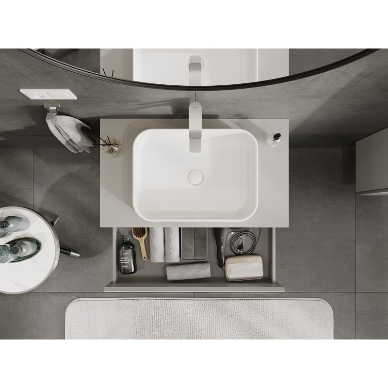 Mexen Orio meuble de salle de bain sous lavabo 80 cm avec plateau, 2 tiroirs, gris mat - 91A10-08047-2-BFFC62