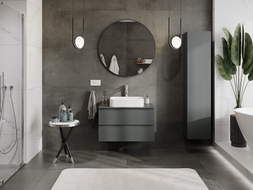 Mexen Orio meuble de salle de bains sous-lavabo 80 cm avec plateau, 2 tiroirs, graphite mat - 91A10-08047-2-BFFC66