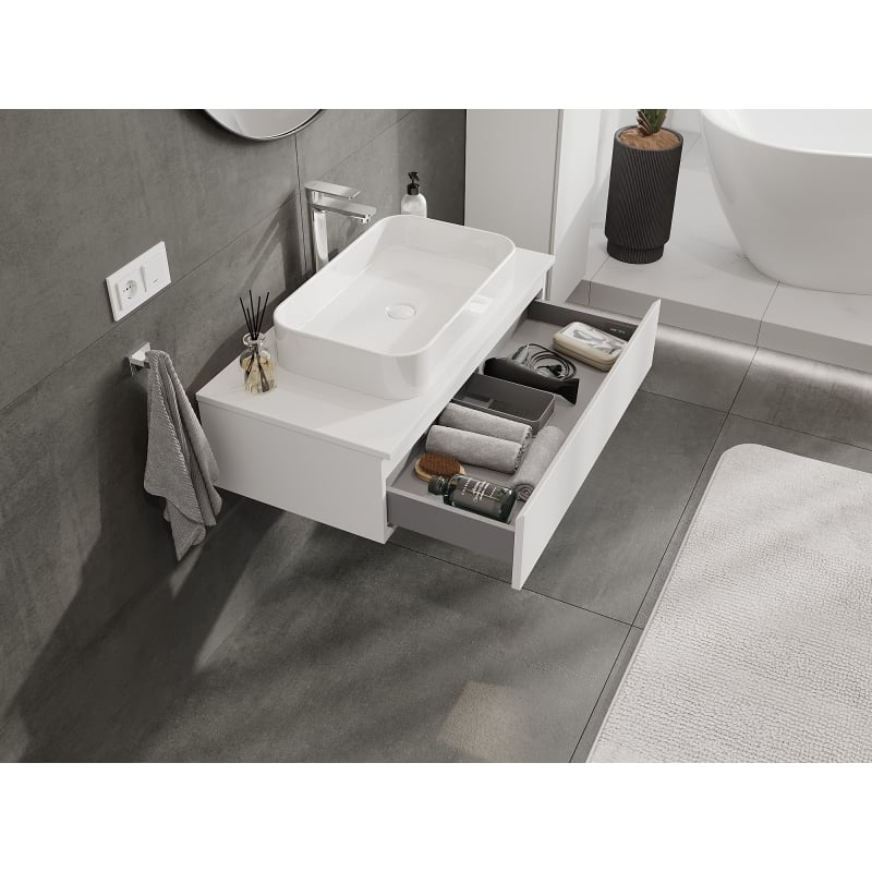 Mexen Orio meuble sous-vasque 90 cm avec plateau, 1 tiroir, blanc mat - 91A10-09023-1-BFC01