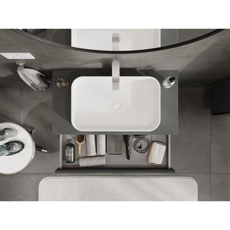 Mexen Orio meuble de salle de bains sous-vasque 90 cm avec plateau, 1 tiroir, graphite mat - 91A10-09023-1-BFC66