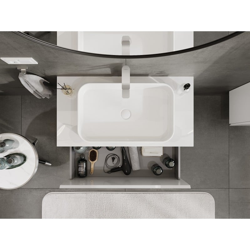 Mexen Orio meuble de salle de bain sous-lavabo 90 cm avec plateau, 1 tiroir, blanc brillant - 91A10-09047-1-BFC00