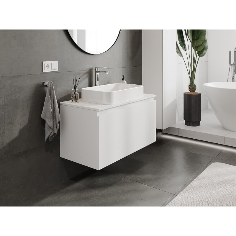 Mexen Orio meuble de salle de bain sous-lavabo 90 cm avec plateau, 1 tiroir, blanc mat - 91A10-09047-1-BFC01