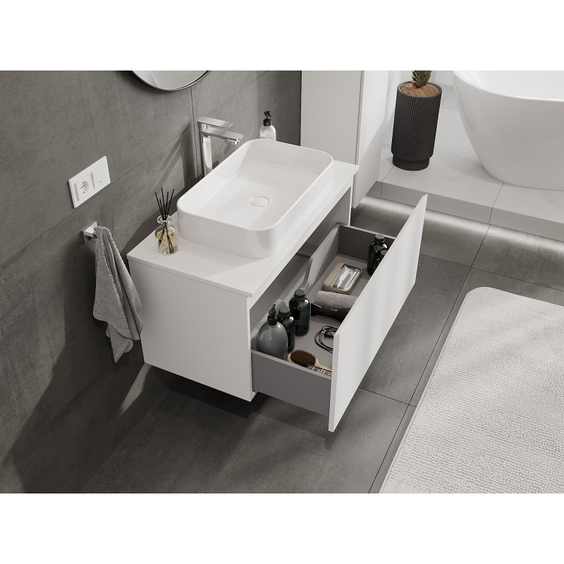 Mexen Orio meuble de salle de bain sous-lavabo 90 cm avec plateau, 1 tiroir, blanc mat - 91A10-09047-1-BFC01