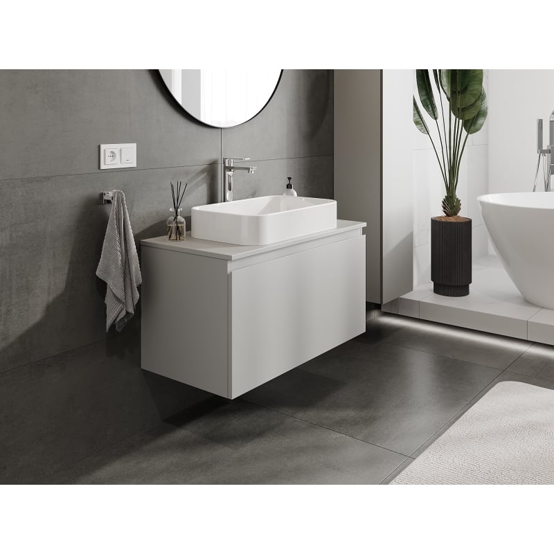 Mexen Orio meuble de salle de bain sous-vasque 90 cm avec plateau, 1 tiroir, gris mat - 91A10-09047-1-BFC62