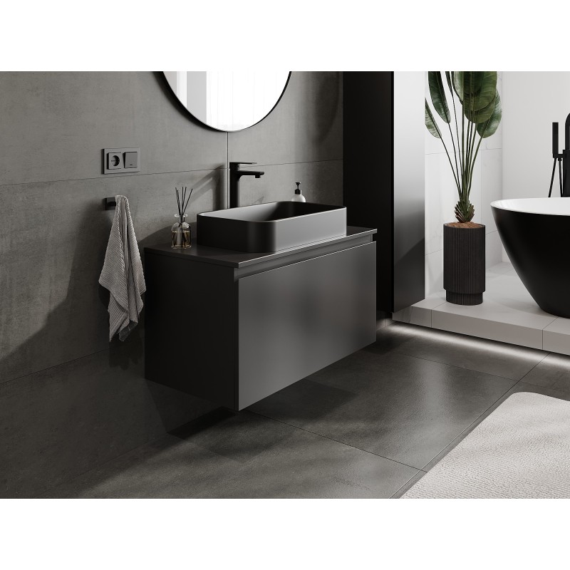 Mexen Orio meuble de salle de bains sous lavabo 90 cm avec plateau, 1 tiroir, noir mat - 91A10-09047-1-BFC71