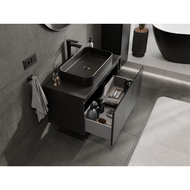 Mexen Orio meuble de salle de bains sous lavabo 90 cm avec plateau, 1 tiroir, noir mat - 91A10-09047-1-BFC71