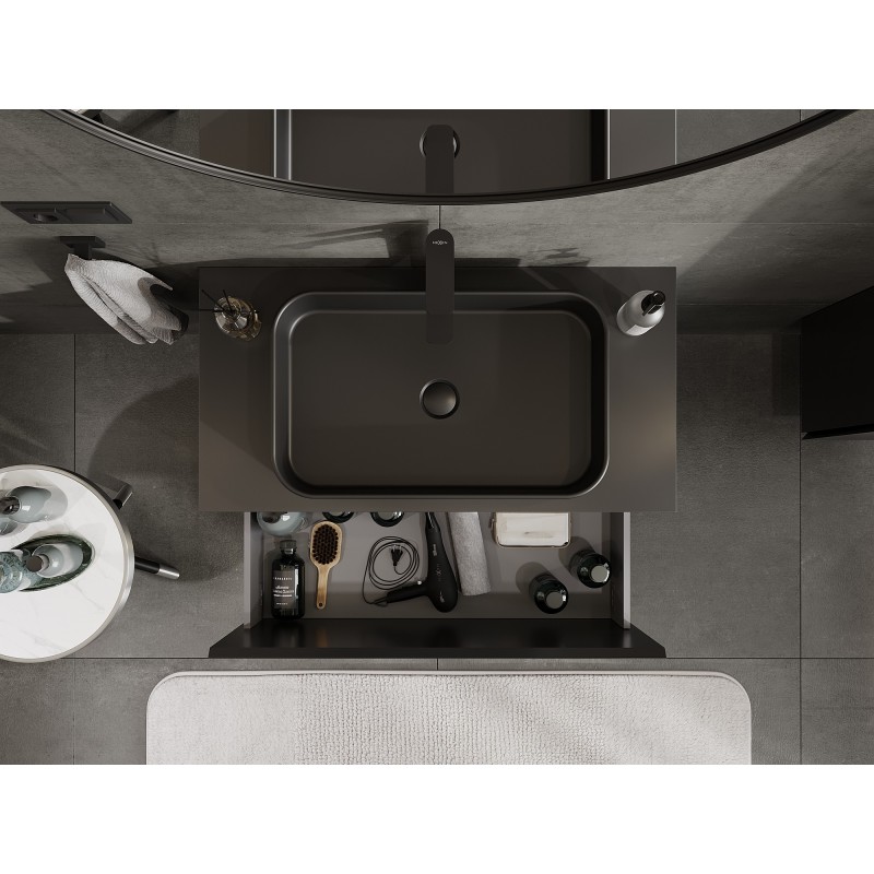 Mexen Orio meuble de salle de bains sous lavabo 90 cm avec plateau, 1 tiroir, noir mat - 91A10-09047-1-BFC71