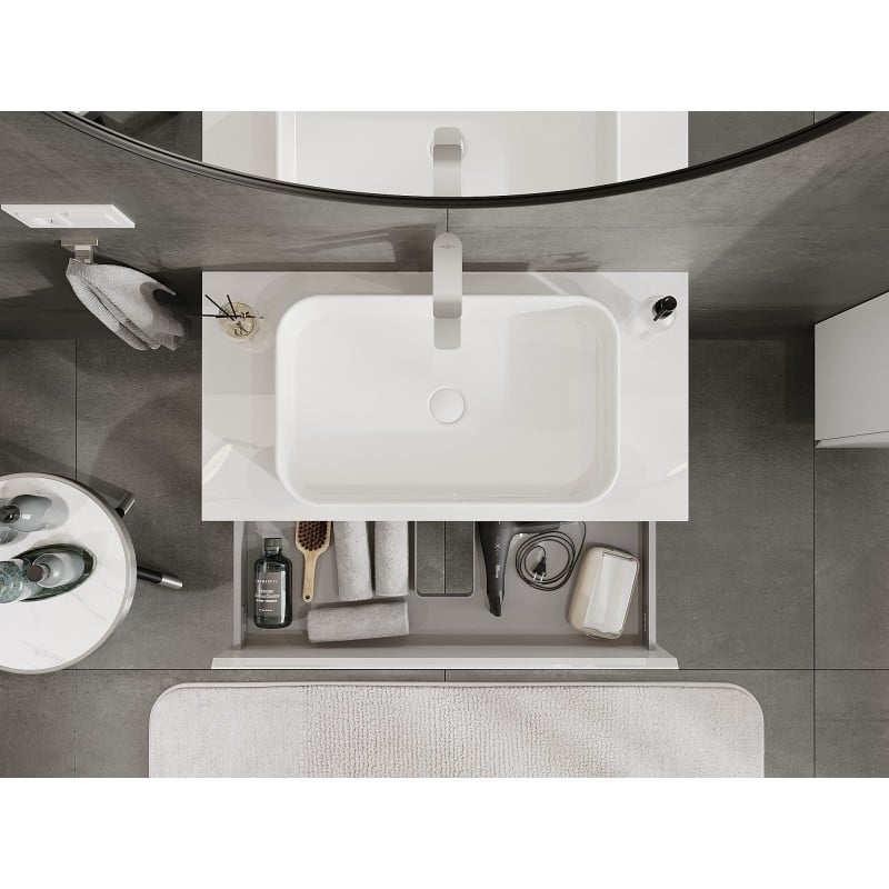 Mexen Orio meuble de salle de bain sous-lavabo 90 cm avec plateau, 2 tiroirs, blanc brillant - 91A10-09047-2-BFFC00