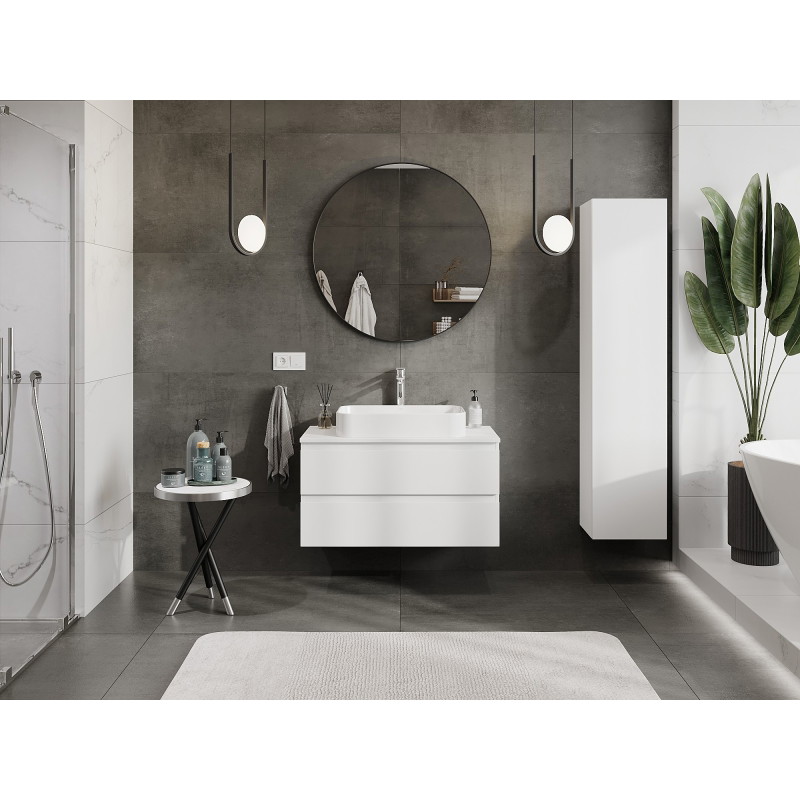 Mexen Orio meuble de salle de bain sous lavabo 90 cm avec plateau, 2 tiroirs, blanc mat - 91A10-09047-2-BFFC01