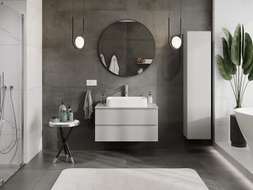 Mexen Orio meuble de salle de bains sous lavabo 90 cm avec plateau, 2 tiroirs, gris mat - 91A10-09047-2-BFFC62