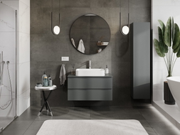 Mexen Orio meuble de salle de bains sous-lavabo 90 cm avec plateau, 2 tiroirs, graphite mat - 91A10-09047-2-BFFC66