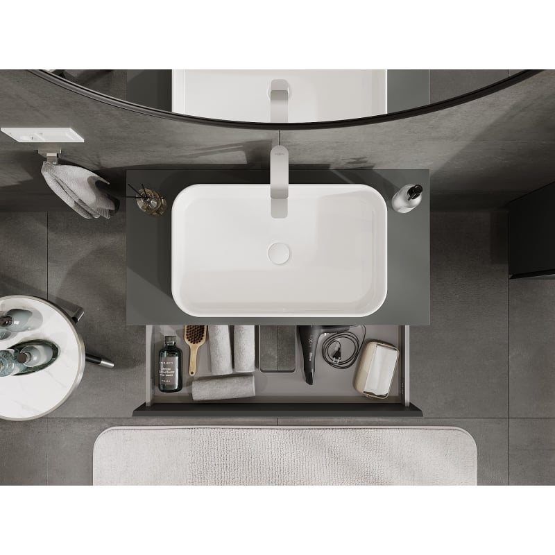 Mexen Orio meuble de salle de bains sous-lavabo 90 cm avec plateau, 2 tiroirs, graphite mat - 91A10-09047-2-BFFC66