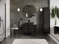 Mexen Orio meuble de salle de bain sous-vasque 90 cm avec plateau, 2 tiroirs, noir brillant - 91A10-09047-2-BFFC70