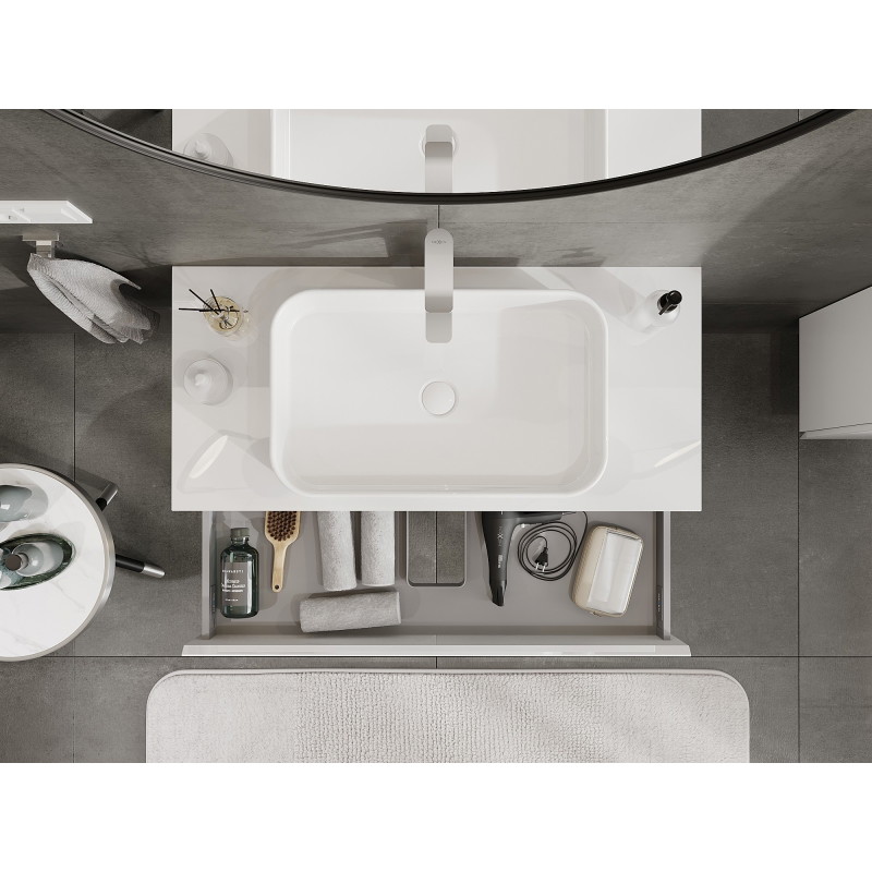 Mexen Orio armoire de salle de bain sous lavabo 100 cm avec plan de travail, 1 tiroir, blanc brillant - 91A10-10023-1-BFC00