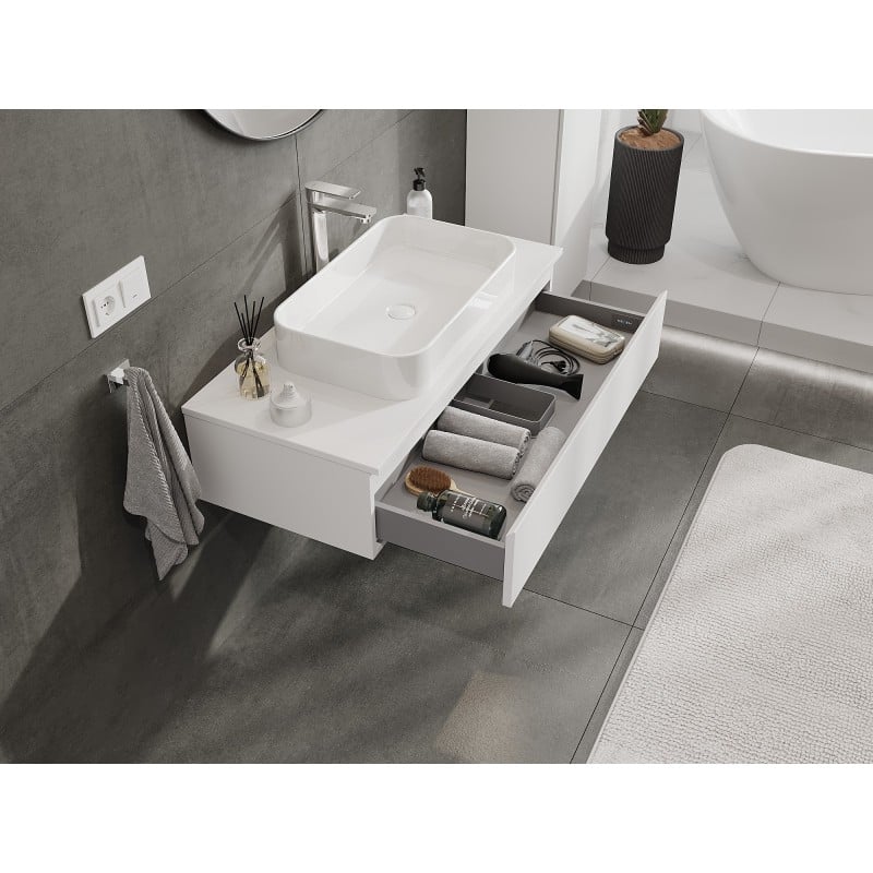 Mexen Orio meuble de salle de bain sous lavabo 100 cm avec plateau, 1 tiroir, blanc mat - 91A10-10023-1-BFC01