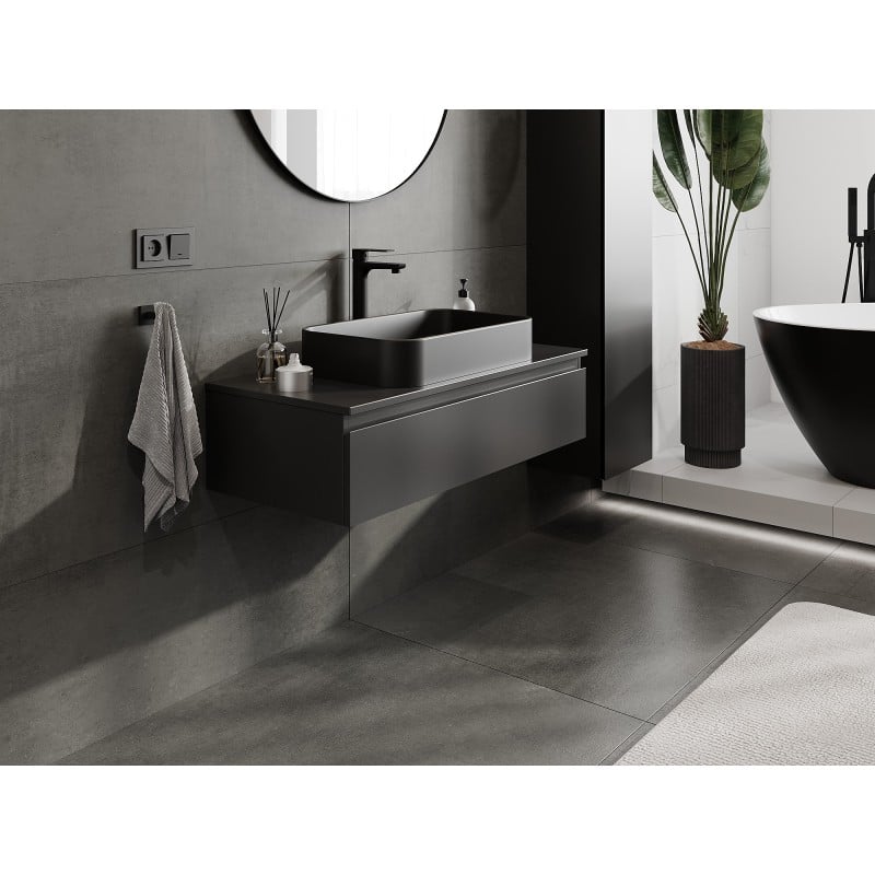Mexen Orio meuble de salle de bain sous-vasque 100 cm avec plateau, 1 tiroir, noir mat - 91A10-10023-1-BFC71