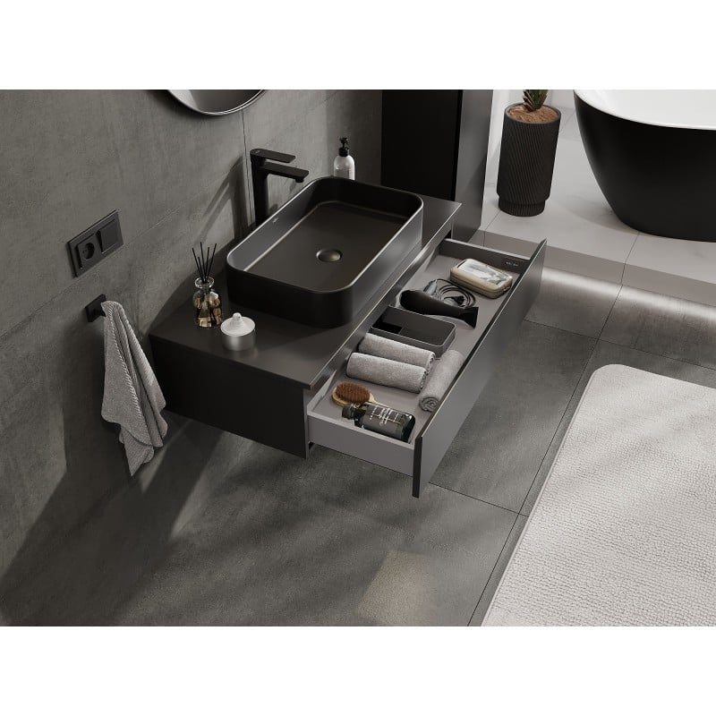 Mexen Orio meuble de salle de bain sous-vasque 100 cm avec plateau, 1 tiroir, noir mat - 91A10-10023-1-BFC71