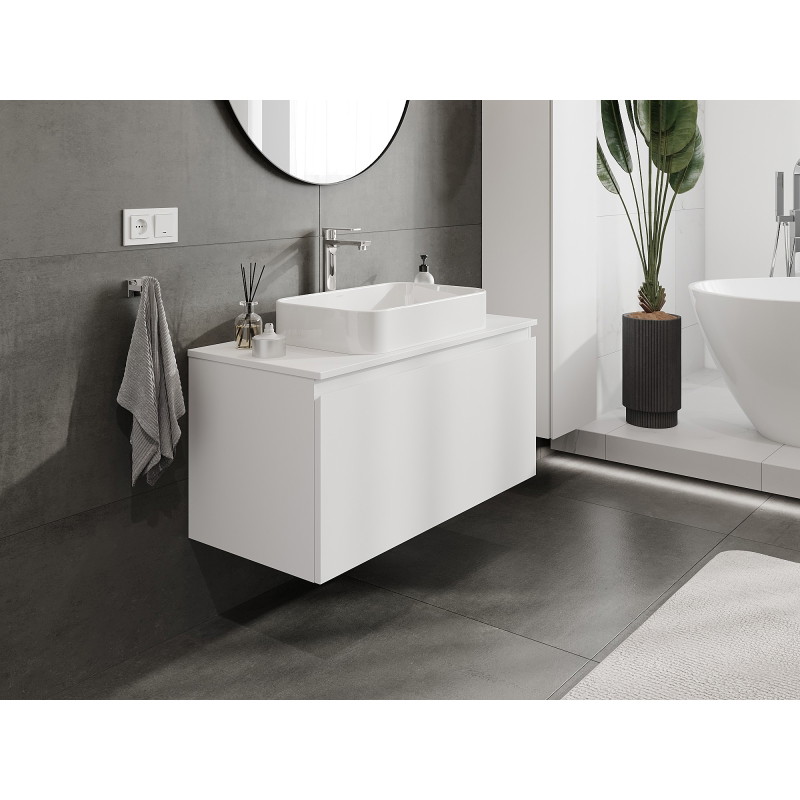 Mexen Orio meuble de salle de bain sous-lavabo 100 cm avec plateau, 1 tiroir, blanc mat - 91A10-10047-1-BFC01