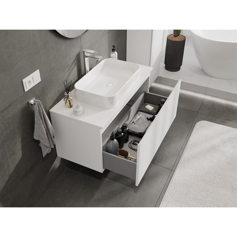 Mexen Orio meuble de salle de bain sous-lavabo 100 cm avec plateau, 1 tiroir, blanc mat - 91A10-10047-1-BFC01