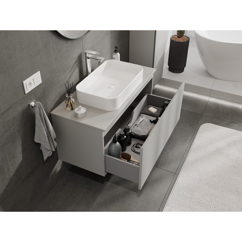 Mexen Orio meuble de salle de bain sous-vasque 100 cm avec plateau, 1 tiroir, gris mat - 91A10-10047-1-BFC62