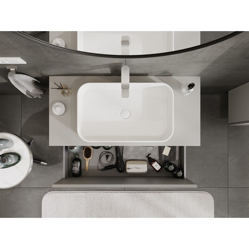 Mexen Orio meuble de salle de bain sous-vasque 100 cm avec plateau, 1 tiroir, gris mat - 91A10-10047-1-BFC62