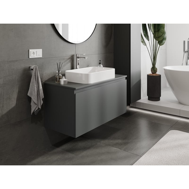 Mexen Orio meuble de salle de bain sous-lavabo 100 cm avec plateau, 1 tiroir, graphite mat - 91A10-10047-1-BFC66