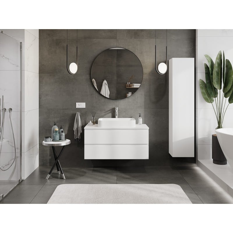 Mexen Orio meuble de salle de bain sous lavabo 100 cm avec plateau, 2 tiroirs, blanc mat - 91A10-10047-2-BFFC01
