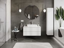 Mexen Orio meuble de salle de bain sous lavabo 100 cm avec plateau, 2 tiroirs, blanc mat - 91A10-10047-2-BFFC01