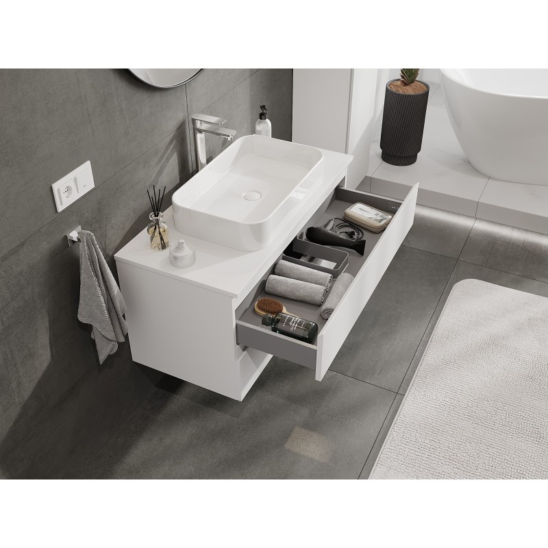 Mexen Orio meuble de salle de bain sous lavabo 100 cm avec plateau, 2 tiroirs, blanc mat - 91A10-10047-2-BFFC01