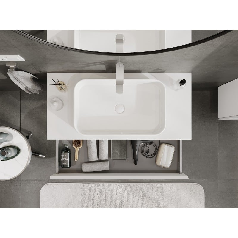 Mexen Orio meuble de salle de bain sous lavabo 100 cm avec plateau, 2 tiroirs, blanc mat - 91A10-10047-2-BFFC01