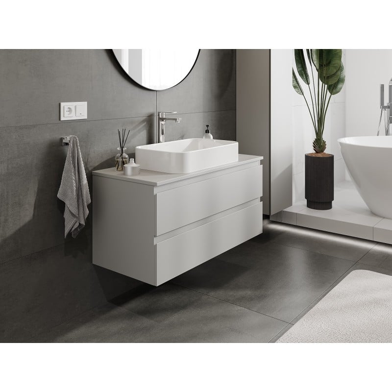 Mexen Orio armoire de salle de bain sous lavabo 100 cm avec plateau, 2 tiroirs, gris mat - 91A10-10047-2-BFFC62