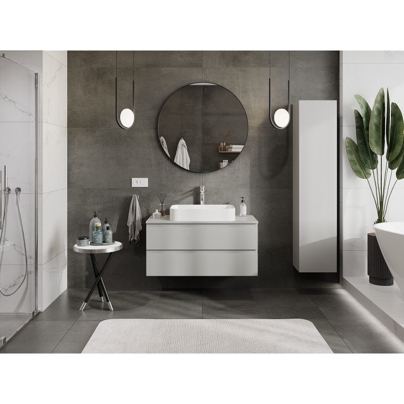 Mexen Orio armoire de salle de bain sous lavabo 100 cm avec plateau, 2 tiroirs, gris mat - 91A10-10047-2-BFFC62
