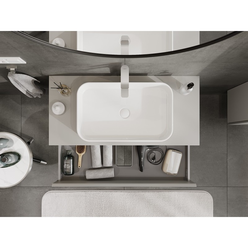 Mexen Orio armoire de salle de bain sous lavabo 100 cm avec plateau, 2 tiroirs, gris mat - 91A10-10047-2-BFFC62