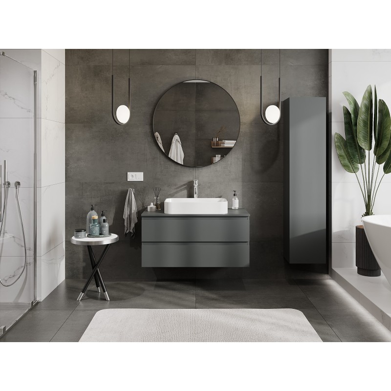Mexen Orio armoire de salle de bain sous vasque 100 cm avec plateau, 2 tiroirs, graphite mat - 91A10-10047-2-BFFC66