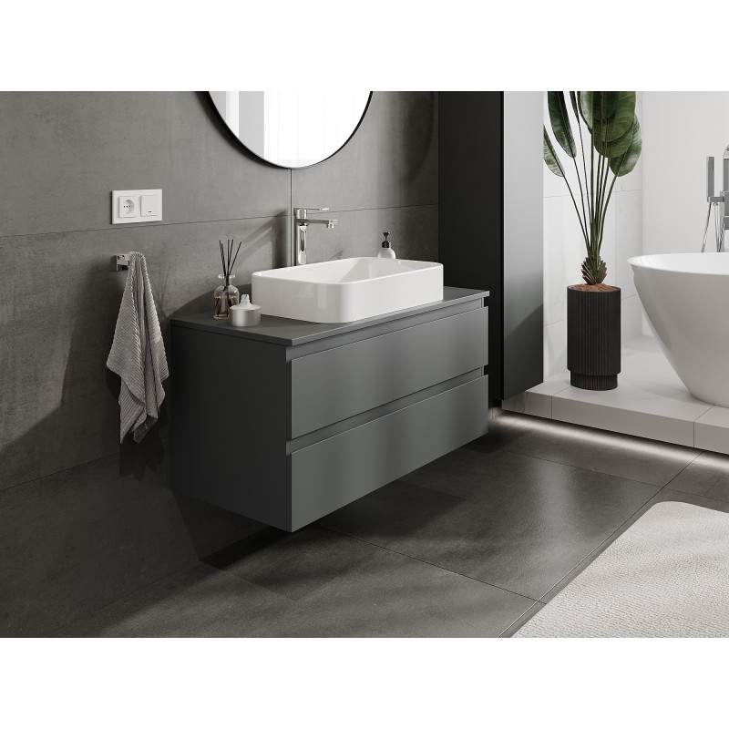 Mexen Orio armoire de salle de bain sous vasque 100 cm avec plateau, 2 tiroirs, graphite mat - 91A10-10047-2-BFFC66