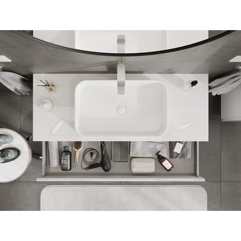 Mexen Orio meuble de salle de bain sous lavabo 120 cm avec plateau, 1 tiroir, blanc brillant - 91A10-12023-1-BFC00