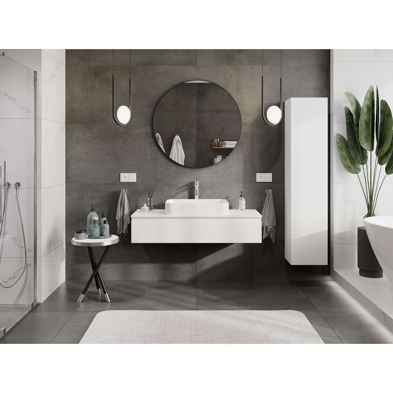 Mexen Orio armoire de salle de bains sous-évier 120 cm avec plateau, 1 tiroir, blanc mat - 91A10-12023-1-BFC01