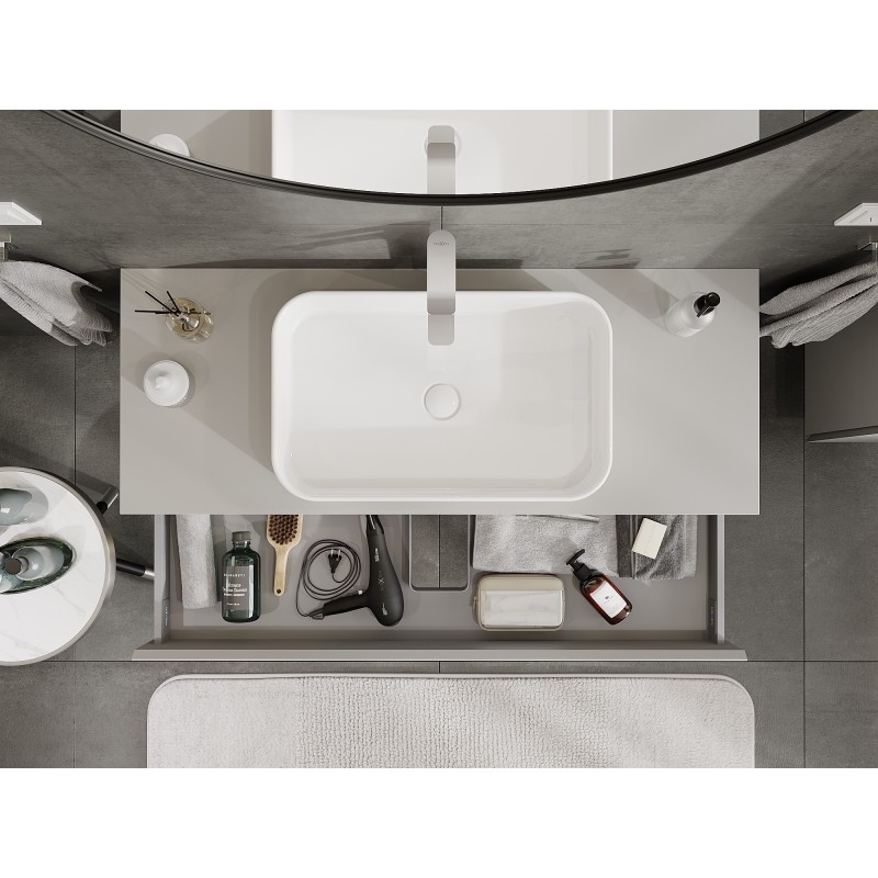 Mexen Orio armoire de salle de bain sous lavabo 120 cm avec dessus, 1 tiroir, gris mat - 91A10-12023-1-BFC62