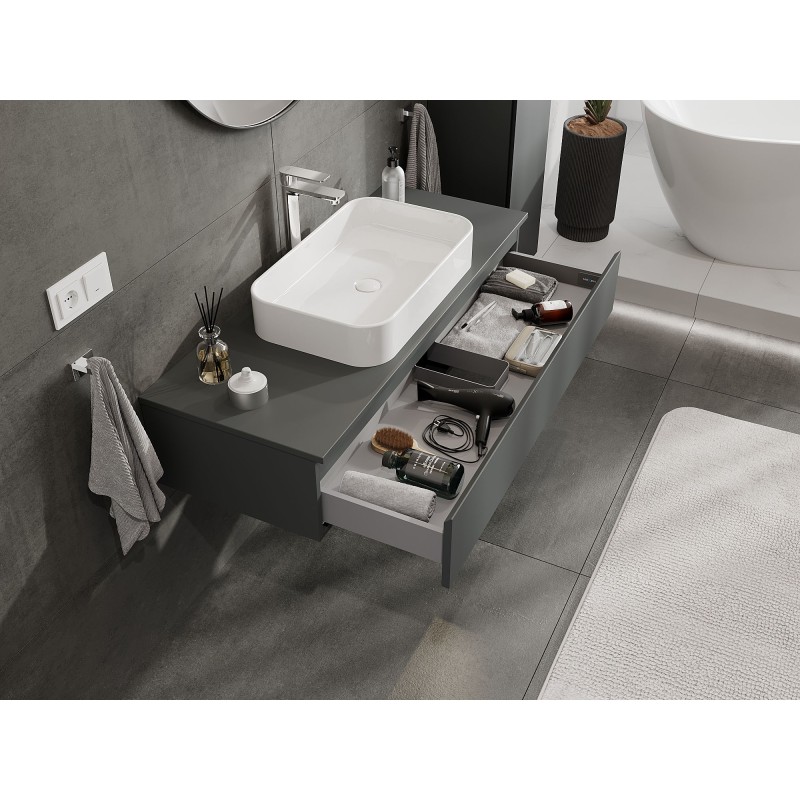Mexen Orio meuble de salle de bain sous lavabo 120 cm avec plateau, 1 tiroir, graphite mat - 91A10-12023-1-BFC66