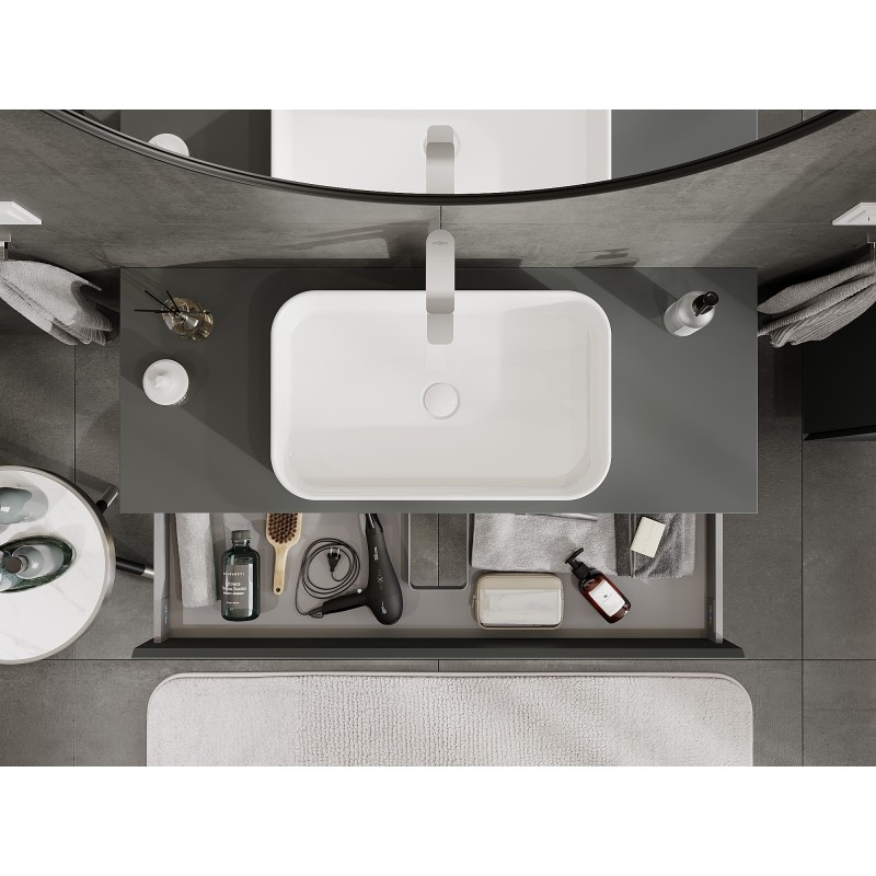 Mexen Orio meuble de salle de bain sous lavabo 120 cm avec plateau, 1 tiroir, graphite mat - 91A10-12023-1-BFC66