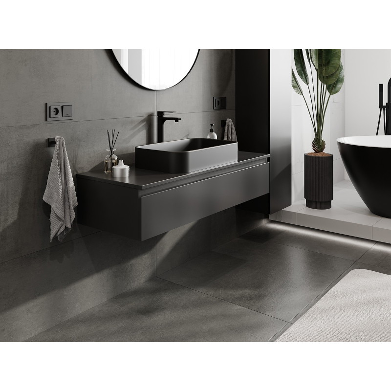 Mexen Orio meuble de salle de bains sous lavabo 120 cm avec plateau, 1 tiroir, noir mat - 91A10-12023-1-BFC71