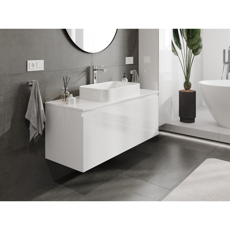 Mexen Orio meuble de salle de bain sous lavabo 120 cm avec plateau, 1 tiroir, blanc brillant - 91A10-12047-1-BFC00