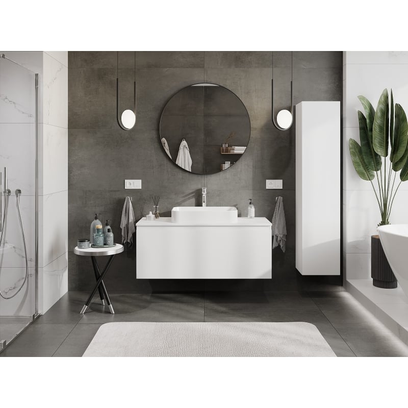 Mexen Orio meuble de salle de bains sous lavabo 120 cm avec plateau, 1 tiroir, blanc mat - 91A10-12047-1-BFC01